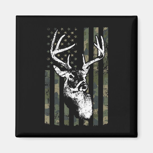 Imán Caza de ciervos Whitetail Buck en EE.UU. Camuflage (Frente)