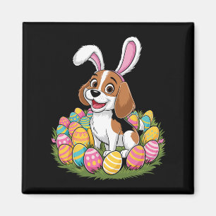 Imán Caza de huevos de pascua de conejo beagle y orejas