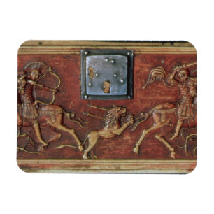 Imán Caza de leones, placa de un cajón bizantino, 11ª c