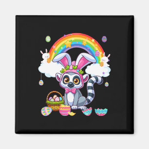 Imán Caza de Semana Santa de Lemur Bunny Cesta de Huevo