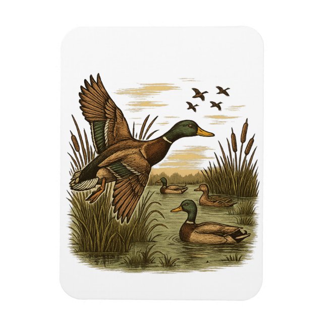 Imán Caza-Pato-Real-Retro-Vuelo,  (Vertical)