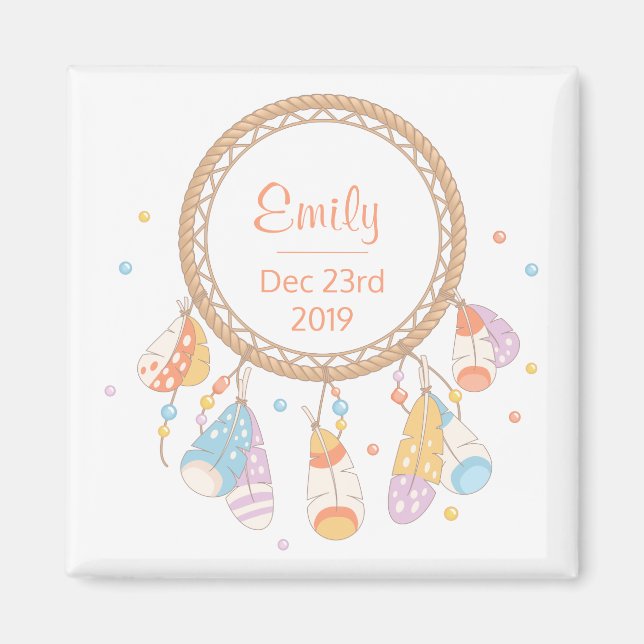 Imán Cazador de sueños boho tribal regalo de recién nac (Frente)