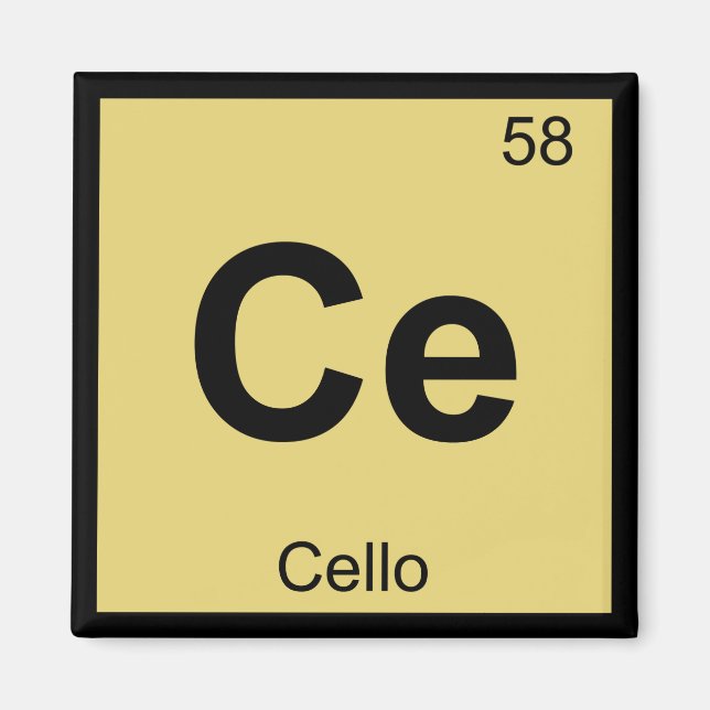 Imán Ce - Cello Music Química Símbolo de tabla periódic (Frente)