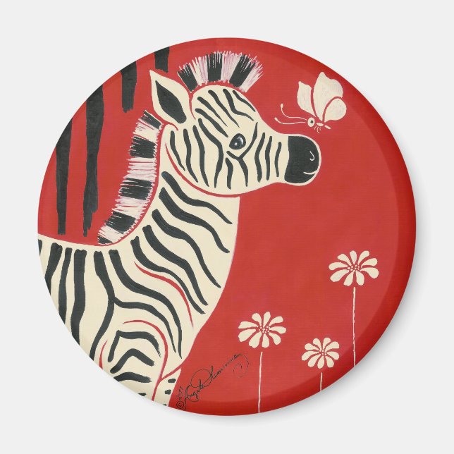 Imán Cebra, daisias y mariposa (Frente)