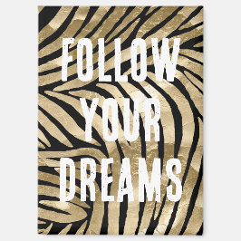 Imán Cebra de glam negro y dorado