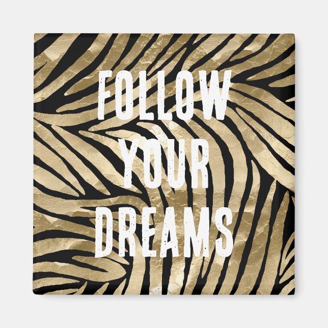 Imán Cebra de glam negro y dorado (Frente)