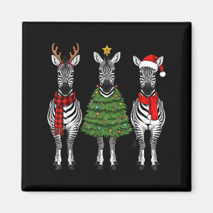 Imán Cebra Navideña Retro Santa Reno Safari Animal