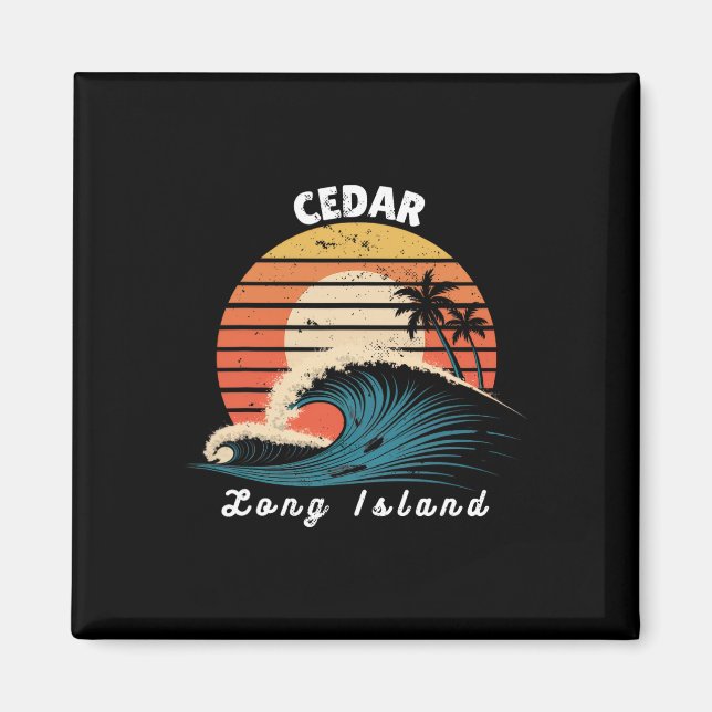 Imán Cedar Beach Long Island Mujeres Hombres Surfboardi (Frente)