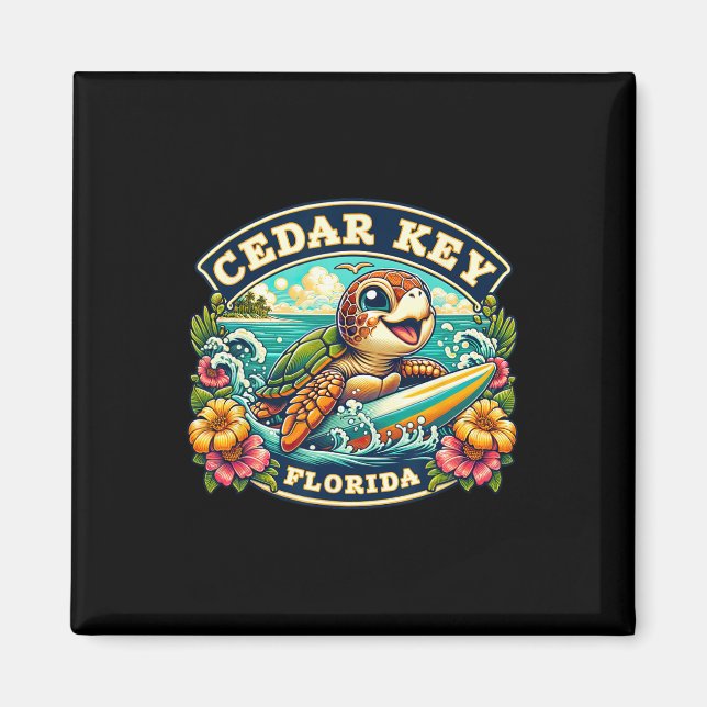 Imán Cedar Key Florida Tortuga Marina Adorable Practica (Frente)
