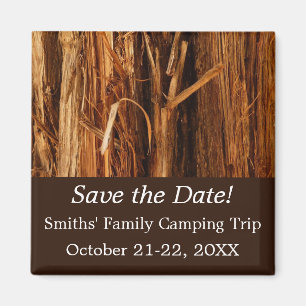 Imán Cedar Textured Wooden Bark Look Save the Date