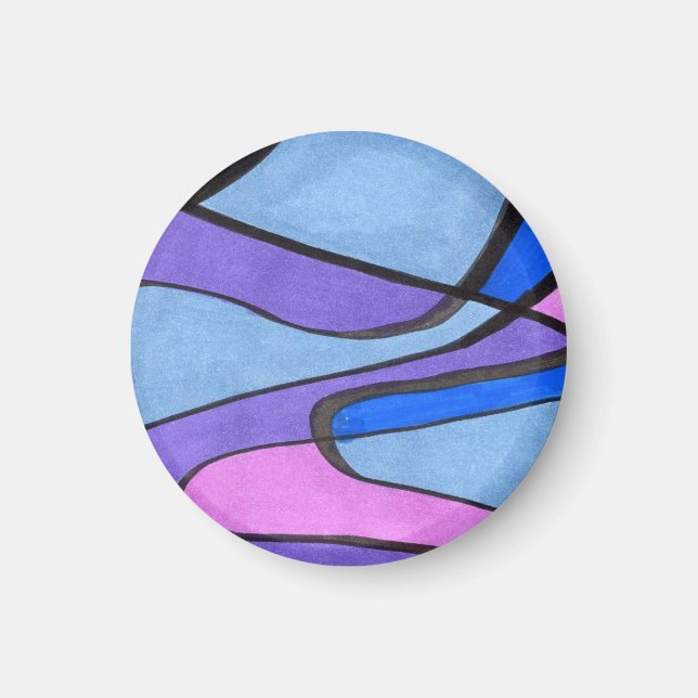Imán Celdas abstractas de flujo suave en azul violeta r (Frente)