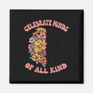 Imán Celebra Mentes De Todo Tipo Floral Cerebro Autismo