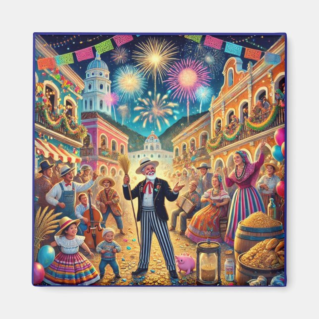 Imán Celebración Año Nuevo El Año Viejo (Frente)