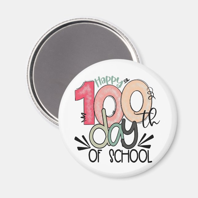 Imán celebración de 100 días de escuela (Anverso/Reverso)