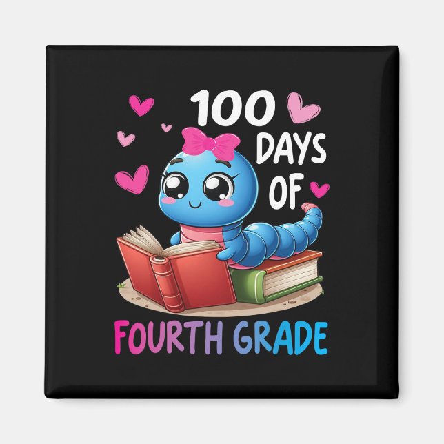 Imán Celebración de 100 días de lectura de cuarto grado (Frente)
