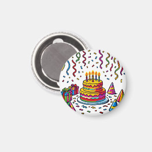 Imán Celebración de fiesta de pastel de cumpleaños colo