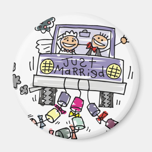 Imán Celebración de la Novia Casada Y Boda Groom (Frente)