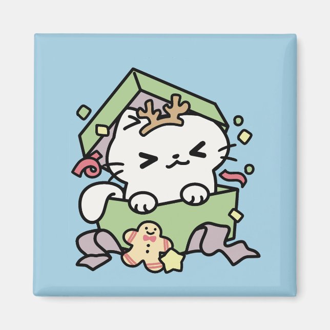 Imán Celebración de los navidades con un gato moro (Frente)