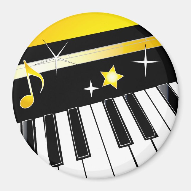 Imán Celebración de piano con acento dorado (Frente)