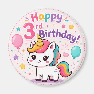 Imán Celebración del 3er Cumpleaños del Unicornio Mágic