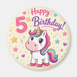 Imán Celebración del 5º cumpleaños del Unicornio Mágico
