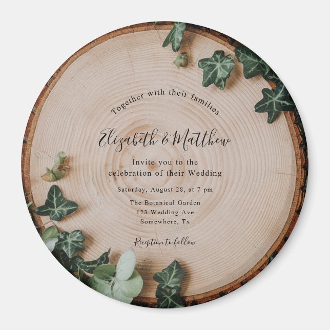 Imán Celebración del Boda Rústico de la Vegetación y la (Frente)