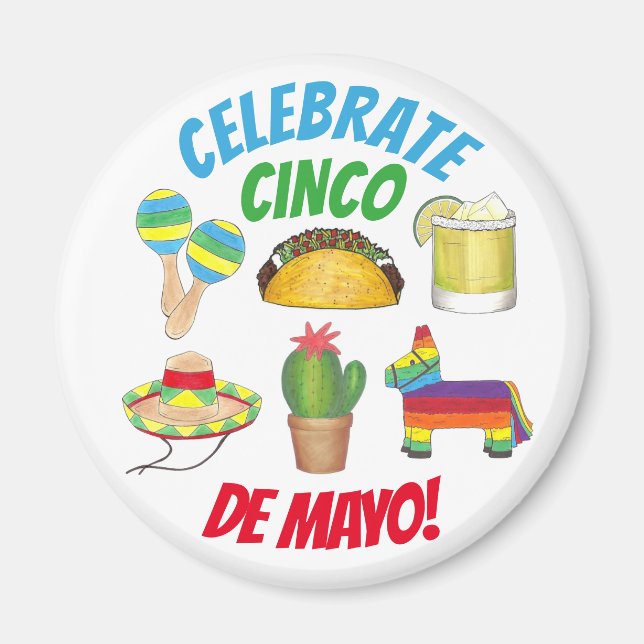 Imán Celebración del Cinco de Mayo Fiesta Taco Piñata C (Frente)
