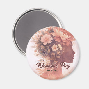 Imán Celebración del Día de la Mujer Floral Elegante 8
