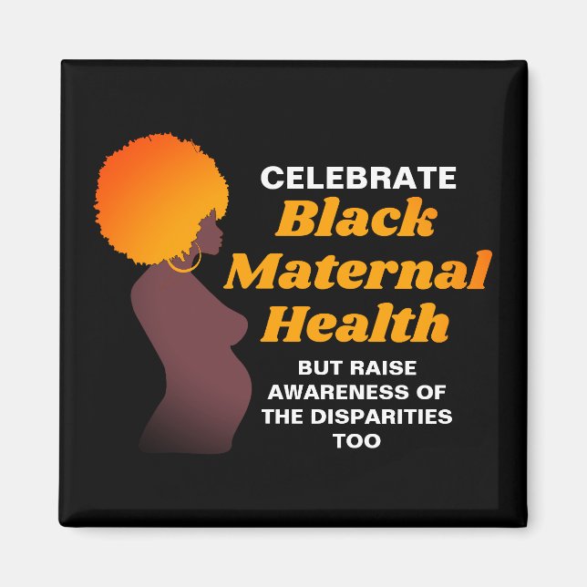 Imán Celebrar la SALUD MATERNA NEGRA (Frente)