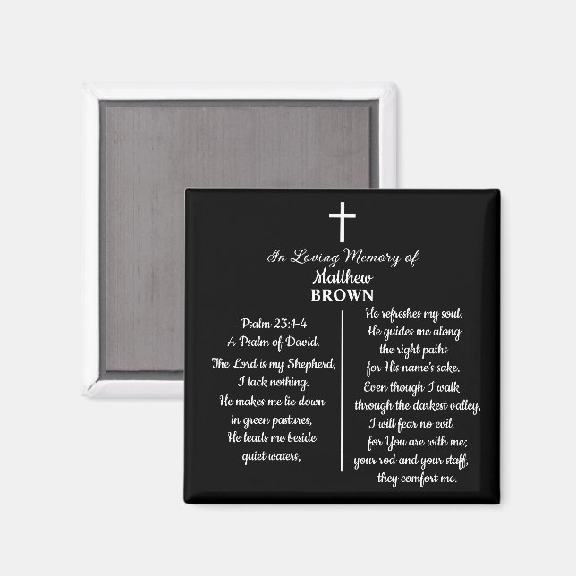 Imán Celebration Of Life Bible Verse Funeral Keepsake (Anverso/Reverso)