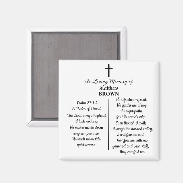 Imán Celebration Of Life Bible Verse Funeral Keepsake (Anverso/Reverso)