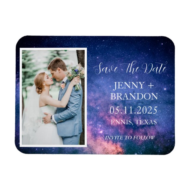 Imán Celestial Starry Night Sky Galaxy Foto Romántica (Horizontal)