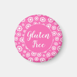 Imán Celilo libre de gluten floral rosa y blanco bonito