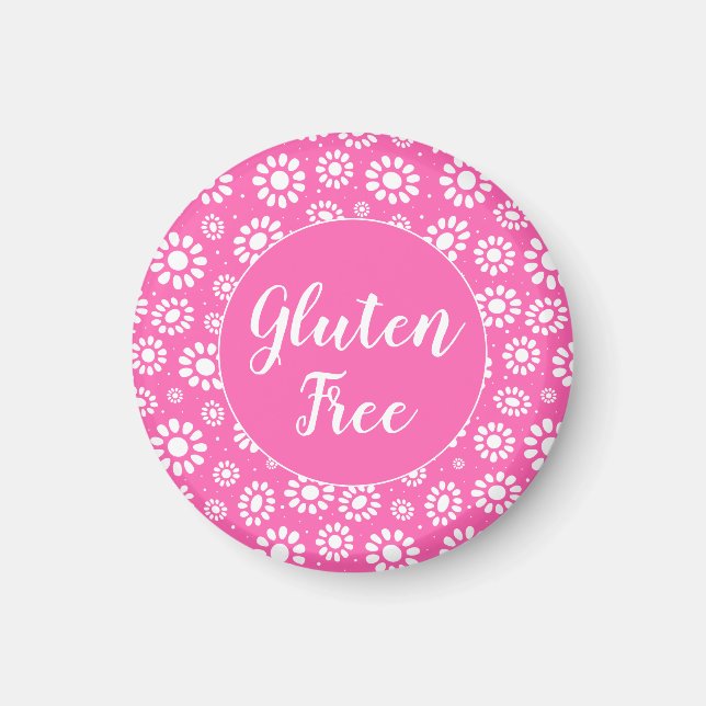 Imán Celilo libre de gluten floral rosa y blanco bonito (Frente)