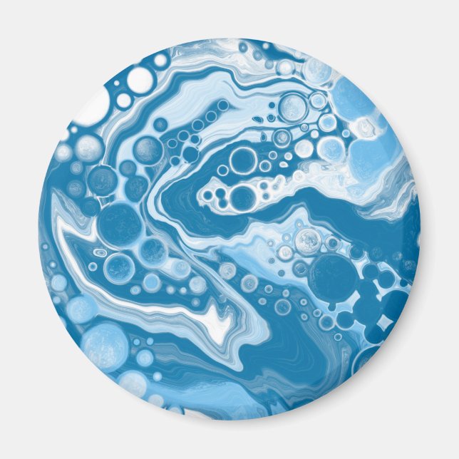 Imán Células de pintura Blue Digital Fluid Art Marble P (Frente)
