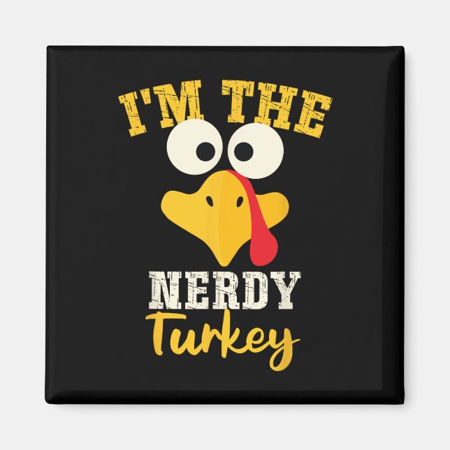 Imán Cena de Acción de Gracias G de Nerdy Turkey (Frente)