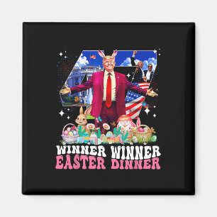 Imán Cena Ganadora de Pascua Trump Conejo Caza Huevos F