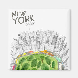 Imán Central Park y collage de New York City