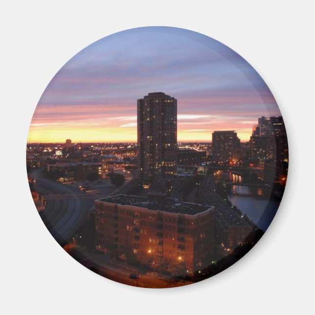 Imán Centro de Chicago Sunset (Frente)