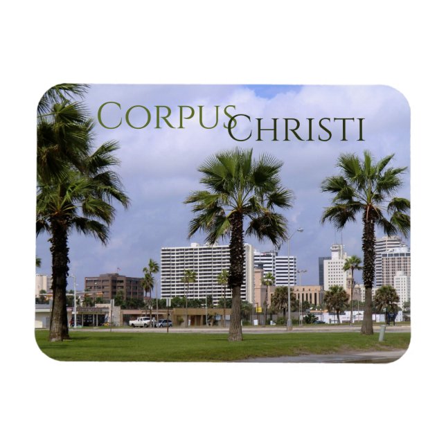 Imán Centro de Corpus Christi Texas Souvenir Magnet (Horizontal)