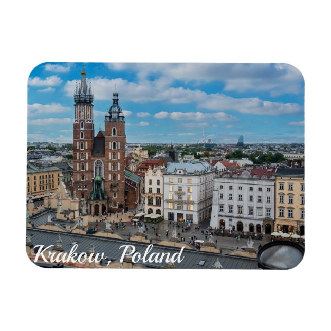 Imán Centro de Cracovia desde arriba en Polonia (Horizontal)