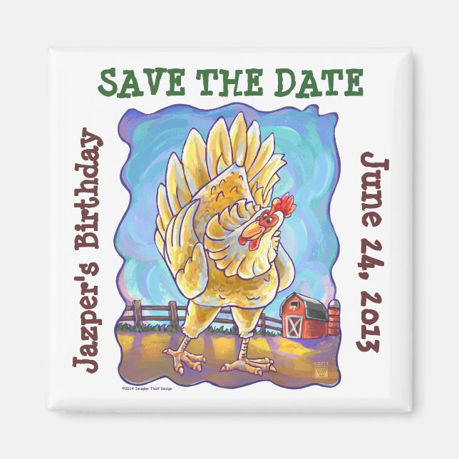 Imán Centro de Fiesta de Pollo (Frente)