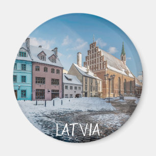 Imán Centro de invierno nevado en Riga, Letonia