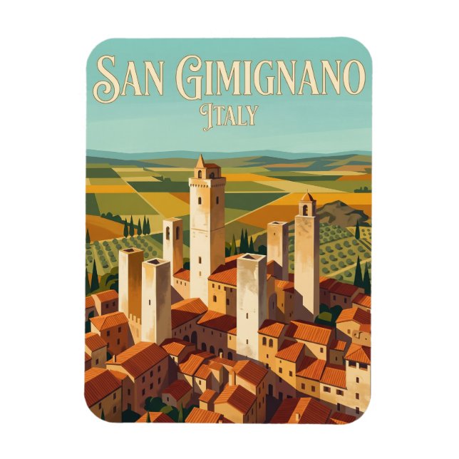 Imán Centro Histórico de San Gimignano Italia (Vertical)