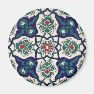 Imán Cerámica floral azul turca