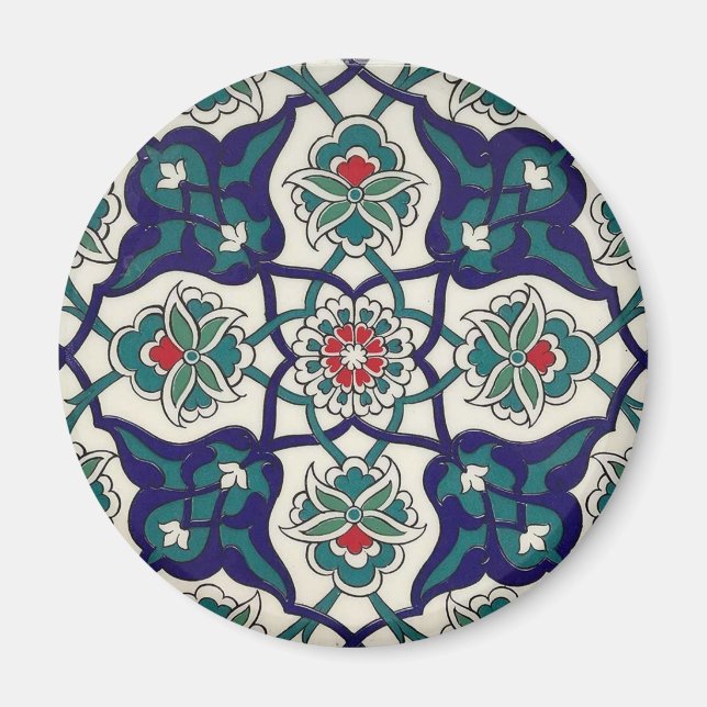 Imán Cerámica floral azul turca (Frente)