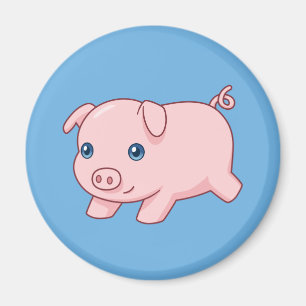 Imán Cerdito Corriendo Mono en Azul