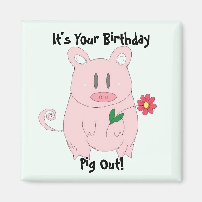 Imán Cerdito de Cumpleaños (Frente)