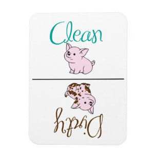 Imán Cerdito limpio/sucio Refrigerador del lavavajillas