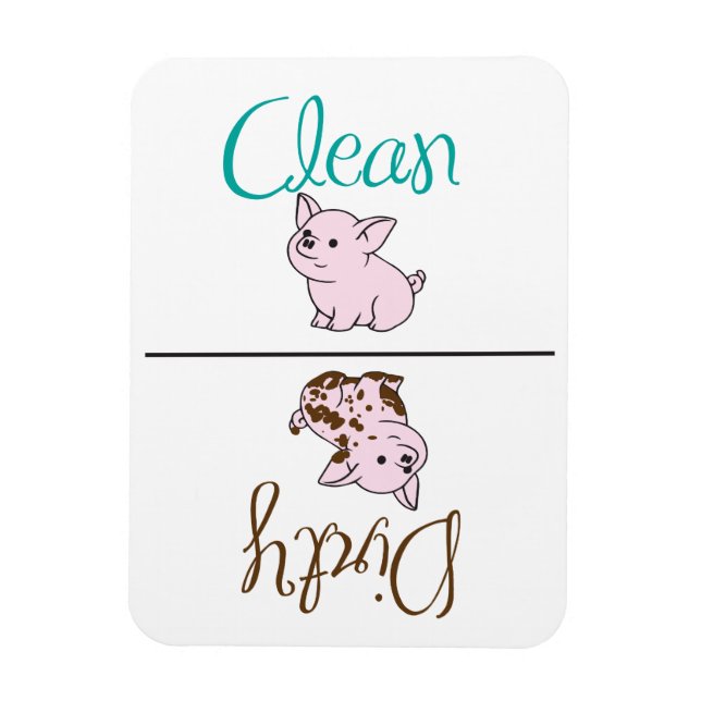 Imán Cerdito limpio/sucio Refrigerador del lavavajillas (Vertical)